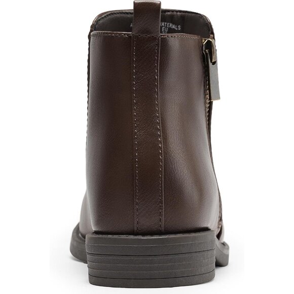Women's Ankle Brown Boots Short Flat Low Heel Dress Chelsea Casual Classic - Picture 6 of 9